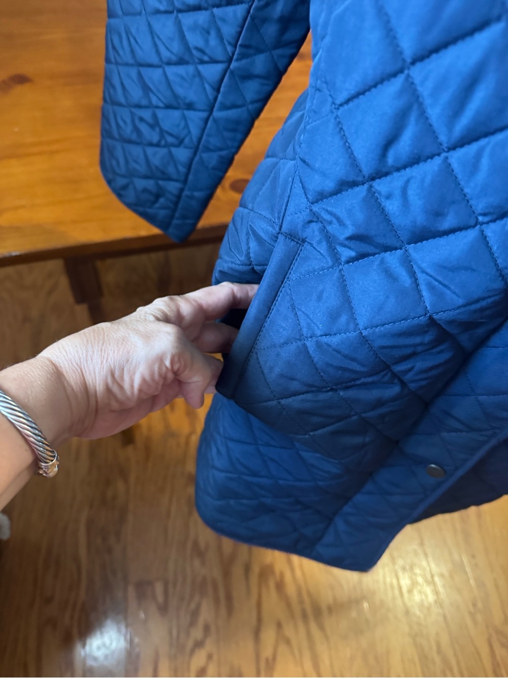 J Jill New Quilted Navy Women's Button-Front Coat medium msrp 149.00 - Picture 3 of 8